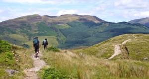 Hikers make their way along the West Highland Way.